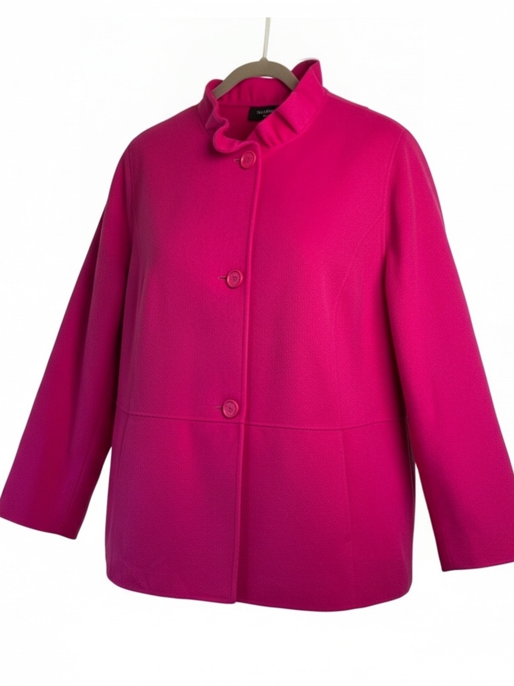 Talbots Wool Women’s Ruffle Collar Button-Front Jacket - Hot Pink NWT